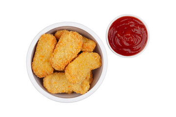 Nuggets on a white ball isolated transparent