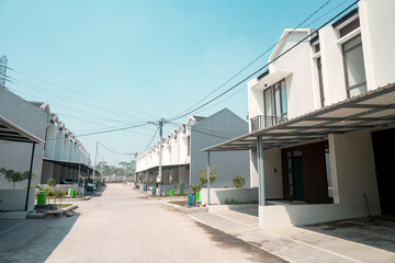 Obraz premium residential, exterior, house, architecture, perumahan, balcony, blue sky, front, building, business, buy, construction, contemporary, decoration, design, development, door, entrance, environment, expe