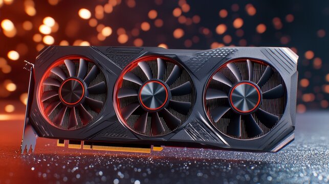 High-performance graphics card with triple fan cooling for gaming enthusiasts