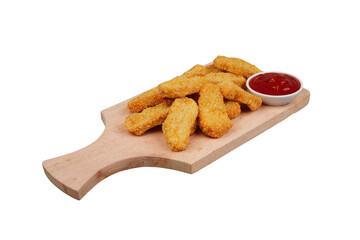 Nuggets on cutting board isolated transparent