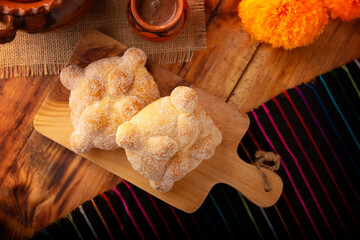 Pan de Muerto. Typical Mexican sweet bread that is consumed in the season of the day of the dead....