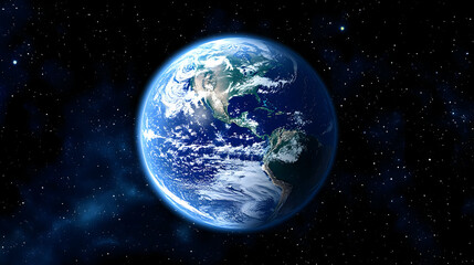 Obraz premium Planet Earth Shines Brightly Against a Vast Expanse of Twinkling Stars