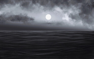 full moon over the sea