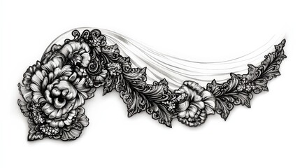 Obraz premium Intricate floral illustration with flowing leaves and elegant design elements