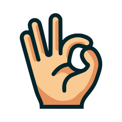 ok hand symbol gesture flat color vector illustration template design