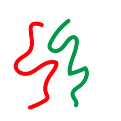 Green red squiggle lines decor