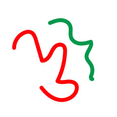 Green red squiggle lines decor