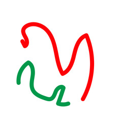 Green red squiggle lines decor