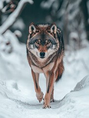 Obraz premium wolf isolated on winter background