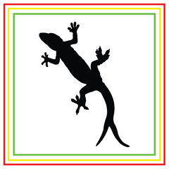 silhouette of a black lizard on a white backgroundrtwork