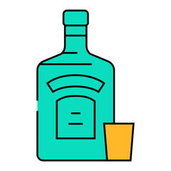 vodka glass bottle line icon vector. vodka glass bottle sign. isolated symbol illustration