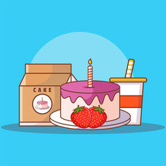 Cake With Drink Illustration with modern look