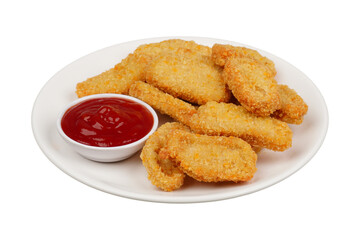 Nuggets on a white plate isolated transparent