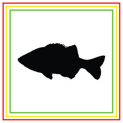 freshwater fish silhouette on black and white background