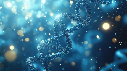 Vertical medical abstract with bio-tech and BI-style elements, featuring futuristic 3D shapes representing interconnected system parts in blue hues, evoking precision and collaboration in a high-tech 