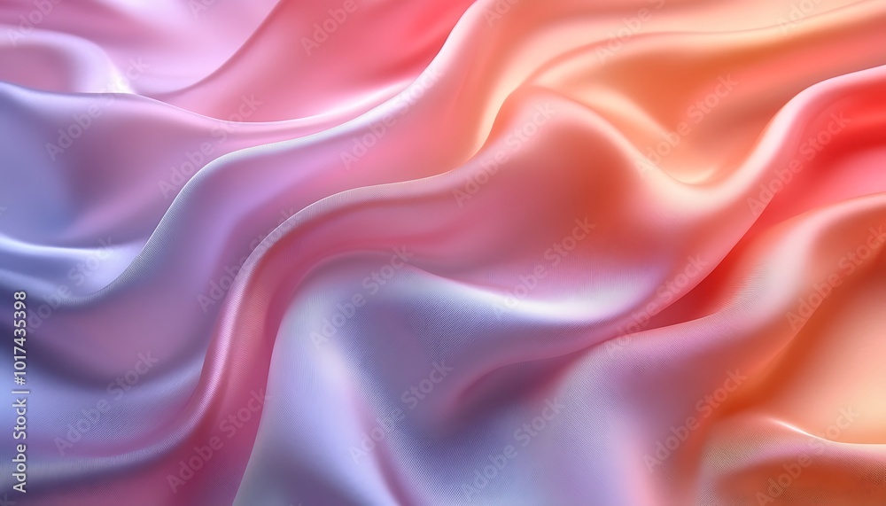 Poster A smooth, flowing fabric displaying soft gradients of pink and lavender, creating a serene and elegant visual effect.