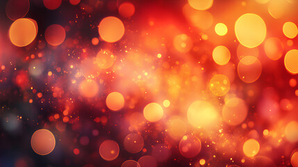 An abstract image with a blurred background of red and yellow circles and scattered light, creating a warm and festive ambiance.