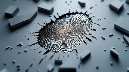 Fingerprint impression on a textured surface, abstract background.