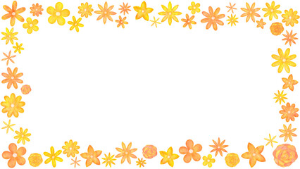 花のフレーム 枠 背景素材 黄色