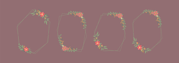 Geometric floral frame set for elegant wedding invitations and designs

