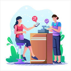 Cardless Payment Illustration using modern style vector view