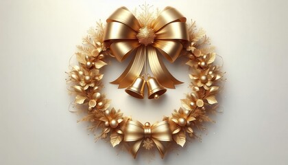 Naklejka premium guirlanda dourada com laço