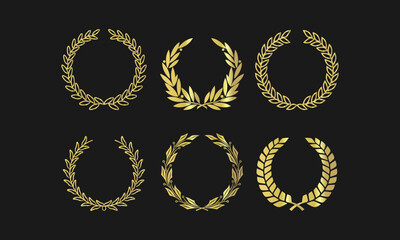 Classic laurel wreath collection for achievements, awards, and decorative designs

