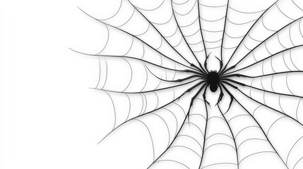 Obraz premium Spider sitting on a detailed web against a white background