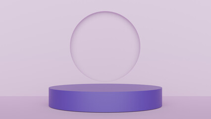 a purple pedestal with a white circle on top