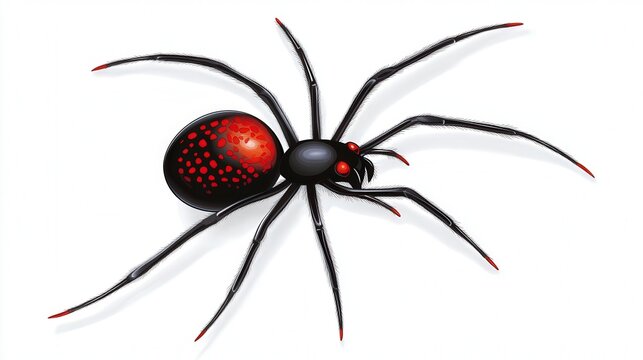 Illustration of a black widow spider with red spots on its back