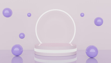 a white pedestal with a circle on top of it