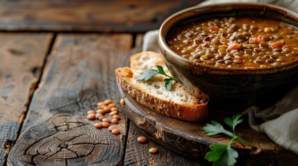 Rustic Lentil Soup with Smoky Paprika in a Cozy Setting