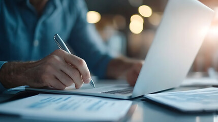 Fototapeta premium Financial Advisor Explaining Tax Systems A financial advisor explaining complex tax systems to clients, with documents and charts Suitable for financial advisory firm marketing 