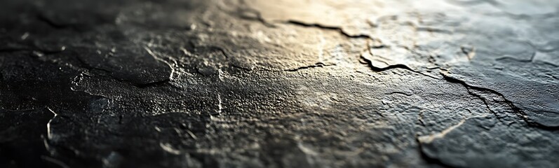 Obraz premium A close-up view of a textured surface with intricate patterns, reflecting light and displaying a mixture of dark and shiny elements.