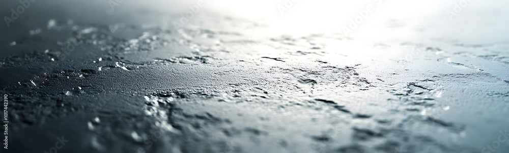 Leinwandbilder a close-up view of a wet surface with droplets, reflecting light and creating a serene, textured app