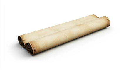 Fototapeta premium Ancient scrolls on white background illustrating historical document concepts