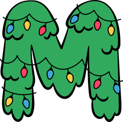 M Christmas Tree Hanging Light Decor Alphabet