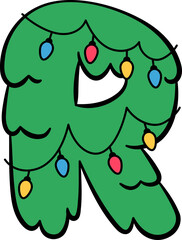 R Christmas Tree Hanging Light Decor Alphabet
