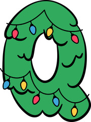 Q Christmas Tree Hanging Light Decor Alphabet