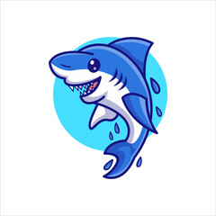 Obraz premium Cute Shark Illustration Cartoon Coin Illustration using modern style vector view