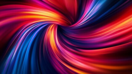 Obraz premium Abstract Swirling Ribbons of Light - A mesmerizing abstract art piece featuring vibrant swirling ribbons of red, orange, yellow, and blue, symbolizing energy, movement, flow, and the cosmos.