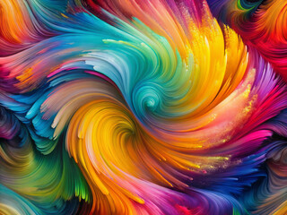 vibrant swirl of colorful paint strokes creates mesmerizing abstract pattern, showcasing dynamic blend of hues and textures that evoke sense of energy and creativity