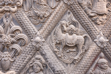 The exquisite brick carvings of the Xiuding Temple Tang Tower