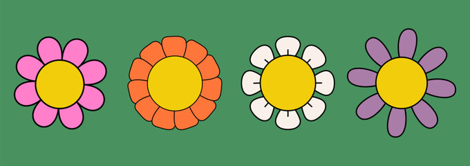 Playful floral illustration set with daisy and simple flower designs

