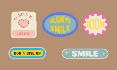 Positive motivational badge collection with cool and uplifting messages

