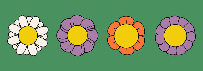 Playful floral illustration set with daisy and simple flower designs

