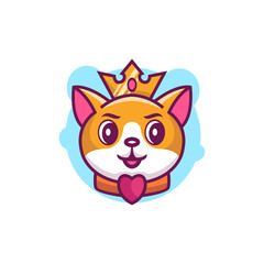 Cute Cat King Logo Template uses a modern style vector look