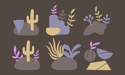 Modern abstract botanical shapes collection for nature-inspired creative designs

