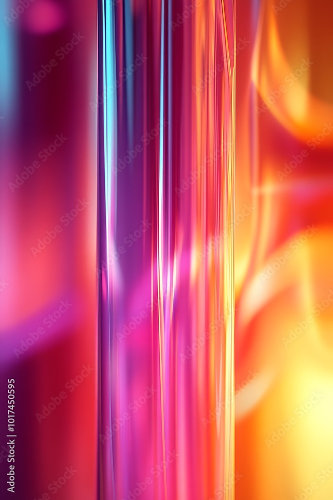 Leinwandbilder a vibrant abstract display of colorful light patterns and reflections in a fluid composition.