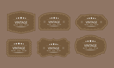 Vintage label and badge set for retro product branding and packaging

